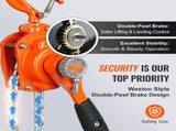 Manual Lever Chain Hoist, 1/2 Ton 1100 lbs Capacity 10 FT Come Along, G80 Galvanized Carbon Steel V952-MNSBHL12T10FTJ83GV0