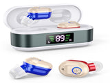 Rechargeable In-the-Ear Hearing Aids with Charging Case and LCD Display Ultra-Compact Sound V1107-CS-BLCHL