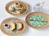 Hand-Woven Rattan Tray, Shell Basket Rattan Round Tray, Coffee Tray Decor for V1366-AZ2-W-13544