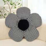 SOGA 2X Black Flower Cushion Shaped for Floor and Sitting Throw Pillow SCUSHION096X2