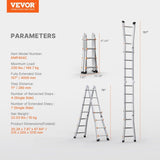 Telescoping Ladder A Frame, 13 FT Compact Aluminum Extension Ladder, Multi-Function Portable V952-DGNAZXYST40MJ7HIQV0