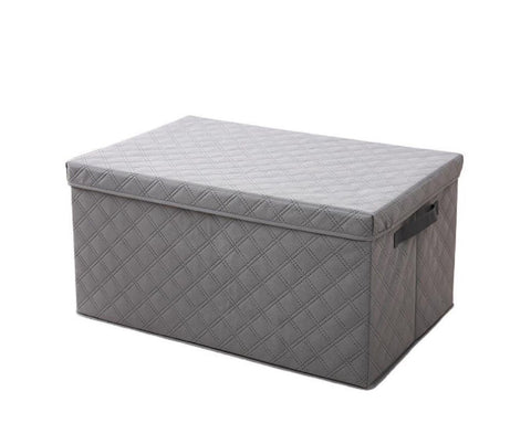 SOGA Large Grey Non-Woven Diamond Quilt Grid Fabric Storage / Organizer Box SBOX043