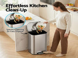 Cefito Kitchen Trash Can 40L Pedal Bins Rubbish Bin Steel with Soft Close Lid, Removable Inner RB-40L-1C-GY
