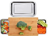 CARLA HOME Chopping Board with with 2 Organiser Stainless Steel Trays Containers LSB-36085