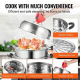 Steamer Pot, 28cm Steamer Pot for Cooking with 8.5QT Stock Pot, Vegetable Steamer & 2 Steaming Grid, V952-SCZG28CM0000NDJSGV0
