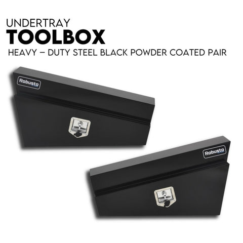 Under Tray Tool Box Underbody Pair Set 900mm Black Steel V379-UTRYBLKL9SET06