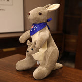 Kangaroo Stuffed Animal with Joey in Pouch & Australia Scarf - Soft Cuddly Plush Toy V1107-CS-DSGZQH-45