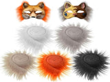 16-Pack Blank Cat Paper Mache Mask & 5-Pack Colored Faux Fur Strips for Cosplay, Halloween V1258-DP02-C-926