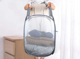 2 Pack Foldable Mesh Laundry Baskets with Reinforced Handles Grey Portable for Home Travel Student V1258-DP02-BOL-329