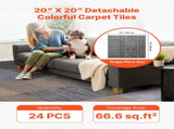 Carpet Tiles Reusable 508 x 508 mm, 24 PCS Modular Carpet Square Rug, Commercial Floor Soft Padded V952-KCXFKDT2424IJUMHI001V0