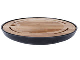 Bamboo Round Tea Tray Teapot Mat Serving Tray Drainage Water Storage Tea Set Home Supplies10in V1294-YM0721-3118210073412