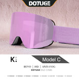 Magnetic Flip-Up Ski Goggles with Anti-Fog Cylindrical Lens for Snow Sports, Winter Hiking, and V1341-ZY-JNQ8ZBDG-C