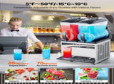 Commercial Frozen Drink Maker, 15Lx2 Double Tank Slushy Machine, 120 Cups Stainless Steel Margarita V952-CGXXRJX215LSN1G19V3