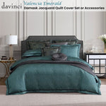 Davinci Valencia Emerald Damask Jacquard Quilt Cover Set King V442-LED-QUILTCS-VALENCIA-EMERALD-KI