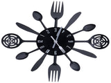 Black Kitchen Wall Clock Removable Modern Cutlery Kitchen Spoon Fork Wall Clock Home Decoration V1294-YM0523-3115210218311