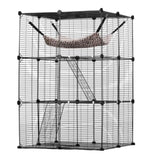Large 3-tier Cat Cage, 28 x 28 x 41", DIY Detachable Metal Wire Durable Cat Enclosure, with Large V952-PJSMBSL28W281ORKFV0
