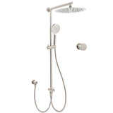 Brushed Nickel 12" Large Rain Head Twin Shower Handheld Sliding Rail Arm Set With Mixer V1233-SC842BSHR002M4CNKSR112NKC1292BN