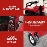 Yukon 75 Tonne Hydraulic Petrol 420cc Log Splitter Electric Key Start Vertical and Horizontal LOG-PTR-TPD-075