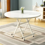 SOGA White Dining Table Portable Round Surface Space Saving Folding Desk Home Decor TABLERD722