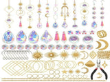 Pack of 200 Suncatchers Craft Set Sun Craft Set with Hooks Chain Crystal Pendant Sun V1369-AZ3-W-13726