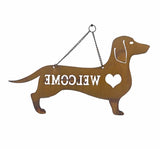 Hanging Laser Cut Welcome Dog w Heart 29cm V637-71650DOG