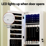 Artiss Jewellery Cabinet LED Mirror Lockable JC-WM-LED-120-WH