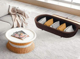Coffee Table Storage Ottoman - Velvet Padded Blanket Box Bench IRENE BROWN V274-FT-VR-945VAL-BN