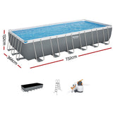 Bestway Swimming Pool 732x366x132cm Steel Frame Above Ground Pools Ladder 30045L BW-POOL-732CM-56477