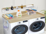 Washer Dryer Countertop with 2-Tier Shelf, 54" x 27" Wooden Washer and Dryer Countertop with V952-XYTM54INCHXMD8J80V0