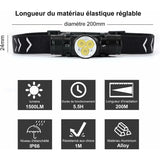 H330 Headlamp, 1500 Lumens Rechargeable LED Headlamp, Ip66 Waterproof Head Torch, 5 Lighting Modes V1188-MS-227-1634