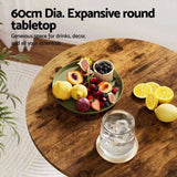 Artiss Height Adjustable Bar Table 360 Swivel Round Gaslift Design 60cm Rustic Brown Black BA-K-TB304-BR