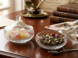 Clear Glass Candy Jar with Lid Diamond Cut Decorative Storage Container for Cotton Ball Bathroom V1192-AZ-W-20033