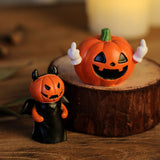 Halloween Pumpkin Resin Figurines Set with Witch Hat Broom Devil Horns and Top Hat Designs for V1341-ZY-STVYEDNE-FULLSETALL4STYLES