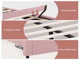 Artiss Double Bed Frame with 2 Storage Drawers Upholstered Velvet Platform Bed LED Headboard Pink BFRAME-G-GLOW-D-PK-AB