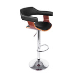 Artiss Bar Stools Gas Lift Leather w/Armrest Black BA-TW-8006A-BK