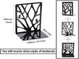 6-Piece Black Metal Bookend Set, Assorted Tree Designs with Non-Slip Bases V1188-MS-731-049