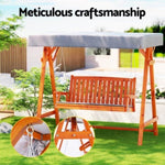 Gardeon Wooden Swing Chair Garden Bench Canopy 3 Seater Outdoor Furniture ODF-GSC-W3S-TK-ABC