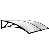 SHADE SHIELD 2x1m Aluminium Exterior Awning, Black DIY External UV Rain Protection Clear V219-OAWFIXSS21CA