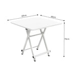 SOGA 2X White Dining Table Portable Square Surface Space Saving Folding Desk with Lacquered Legs TABLESQ731X2