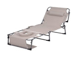 Gardeon Sun Lounger 5 Position Folding Tanning Chair with Face Hole Khaki FF-LOUNGE-HOLE-KH