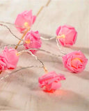 50 Pink Rose 3D Fairy Lights 5M LONG String, Battery Indoor & Outdoor Decorations Wedding V382-PINKROSEBATT50