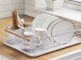 Dish Drainer Kitchen Monolayer Waterproof Cutlery Shelf Tabletop Utensil Storage Shelf White V1294-YM0703-3118230118611