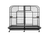 i.Pet Bird Cage Extra Large Aviary 185cm Pet Parrot Cage Castor Wheel Removable Divider PET-BIRDCAGE-H185-BK-AB