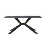 Dining Table Rectangular Shape Green Sintered Stone Top Powder Coated Iron Legs V43-DT-REX