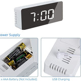 LED Mirror Desk Clock with Snooze Function & Temperature Digital Alarm Clock, Large LED V1106-ZMNZLED001