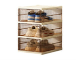Transparent Brown 3-Layer Foldable Shoe Storage Tower with Transparent Display Panel & Back V888-ELOSUNG45712
