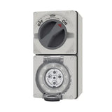 GSME Switch Socket Outlet Surface Mounting Weatherproof 3Ph 10A 500V 5 Pin Round Grey IP66 BUC510 V1202-V1-GSMBUC510