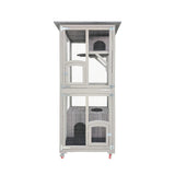 Samland Outdoor Wooden Cat Enclosure Catio with Wheels, Double Cat Houses & Roof V1060-DCT2502