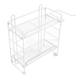 Toilet Storage Shelves Iron Wall Mounted 2 Layers Foldable Grid Home Decoration with Hooks for V1294-YM0716-3112220053011