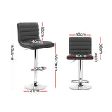 Artiss 2x Bar Stools Padded Leather Gas Lift Grey BA-K-710N-GYX2